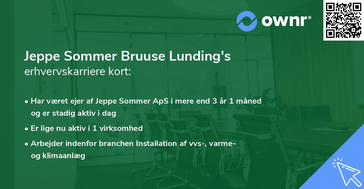 Jeppe Sommer Bruuse Lunding's erhvervskarriere kort