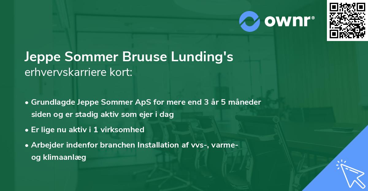 Jeppe Sommer Bruuse Lunding's erhvervskarriere kort