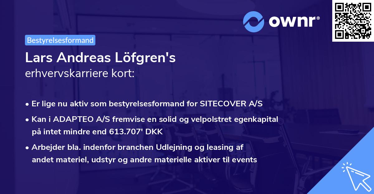 Lars Andreas Löfgren's erhvervskarriere kort