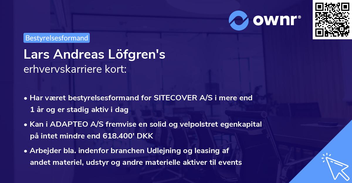 Lars Andreas Löfgren's erhvervskarriere kort