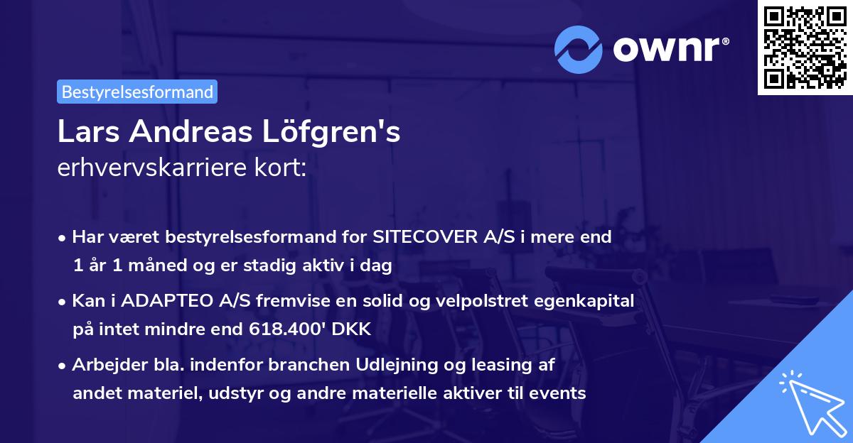 Lars Andreas Löfgren's erhvervskarriere kort