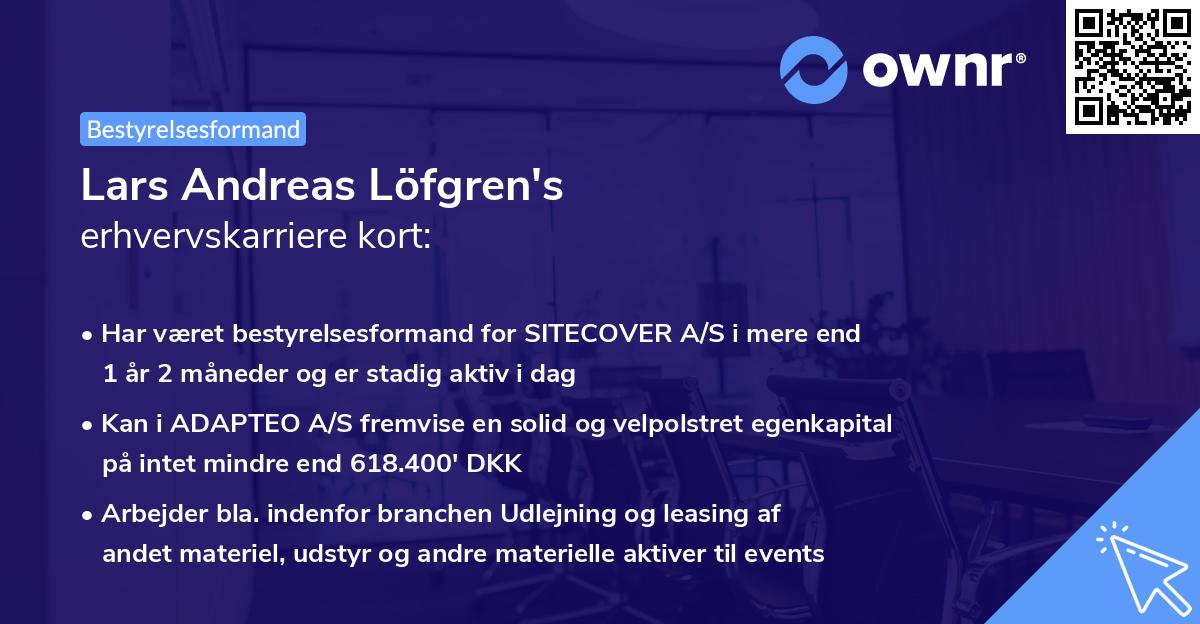 Lars Andreas Löfgren's erhvervskarriere kort