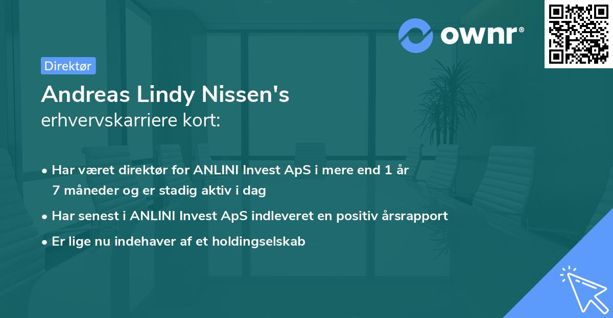 Andreas Lindy Nissen's erhvervskarriere kort