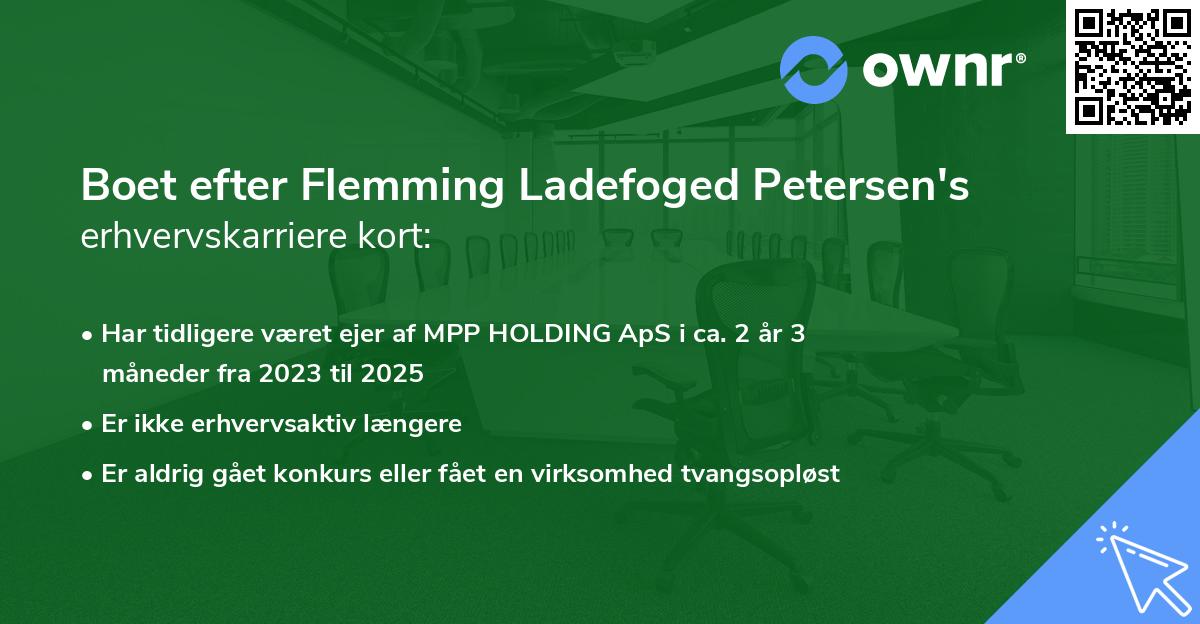 Boet efter Flemming Ladefoged Petersen's erhvervskarriere kort