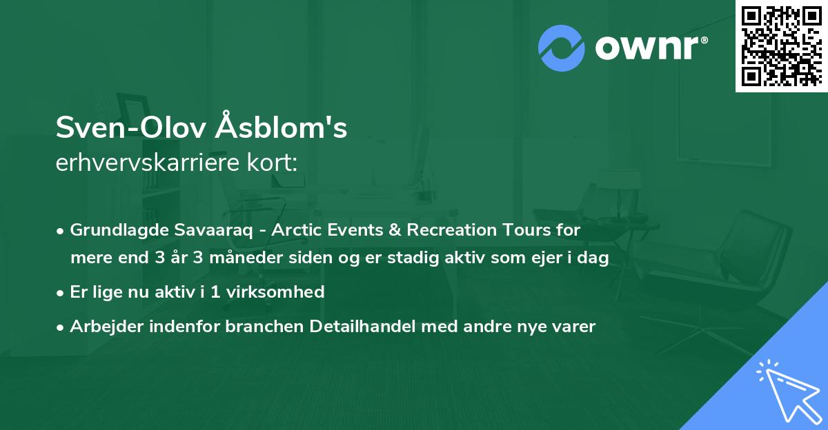 Sven-Olov Åsblom's erhvervskarriere kort