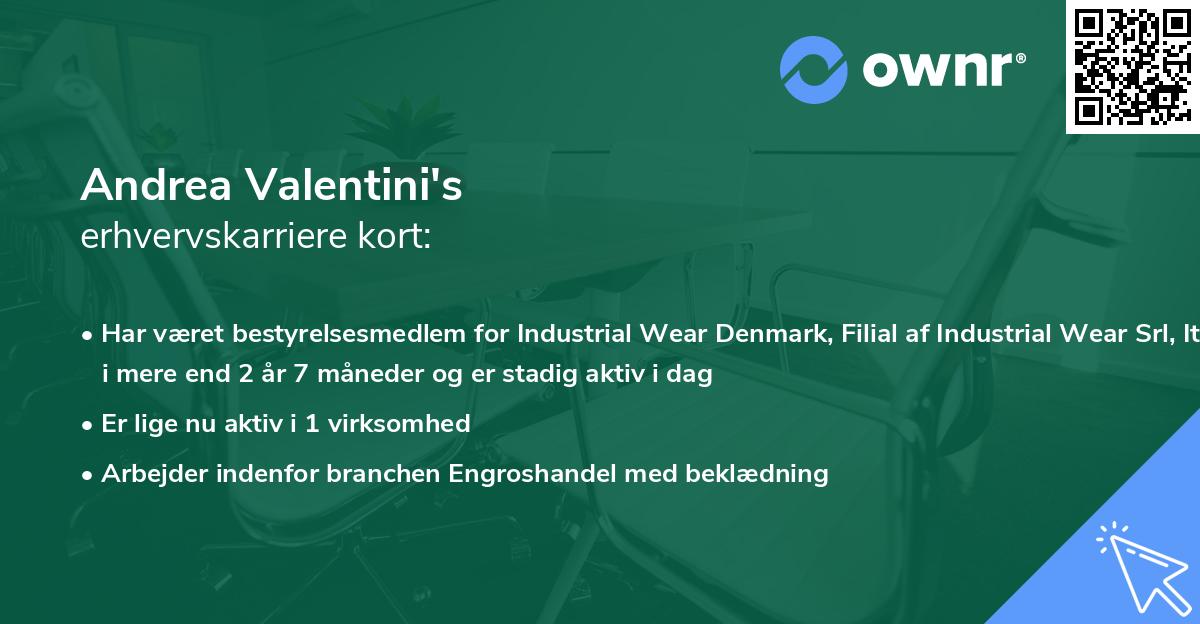 Andrea Valentini's erhvervskarriere kort