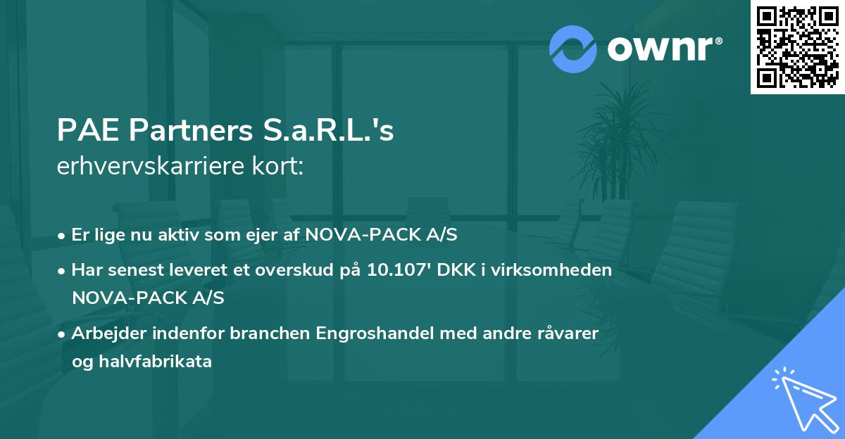 PAE Partners S.a.R.L.'s erhvervskarriere kort