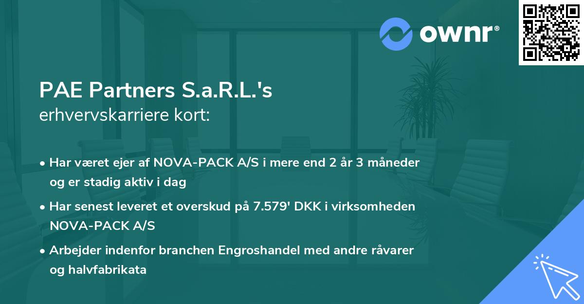 PAE Partners S.a.R.L.'s erhvervskarriere kort