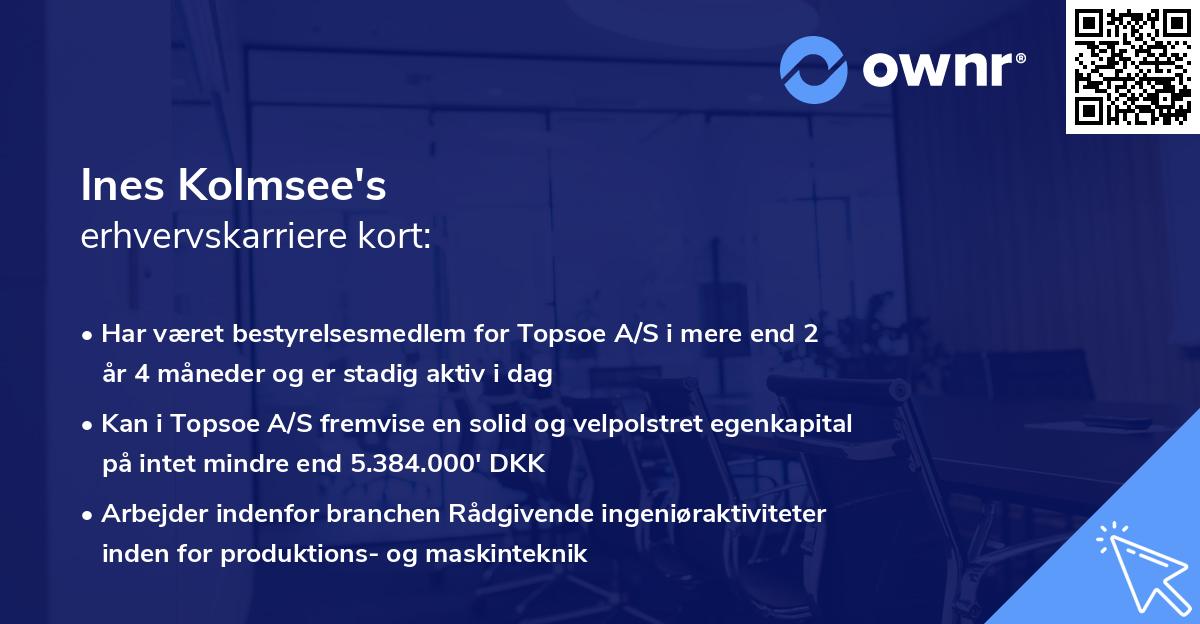 Ines Kolmsee's erhvervskarriere kort