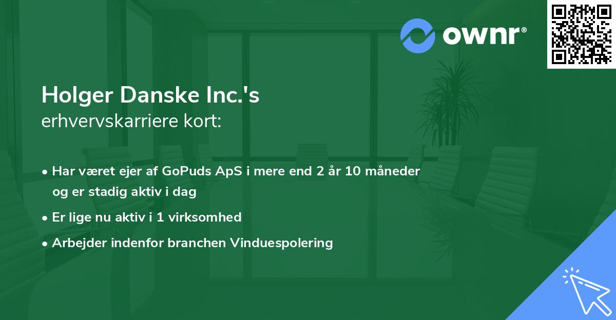 Holger Danske Inc.'s erhvervskarriere kort