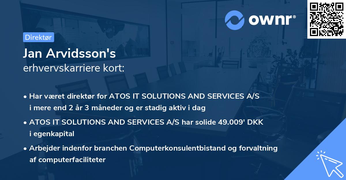 Jan Arvidsson's erhvervskarriere kort