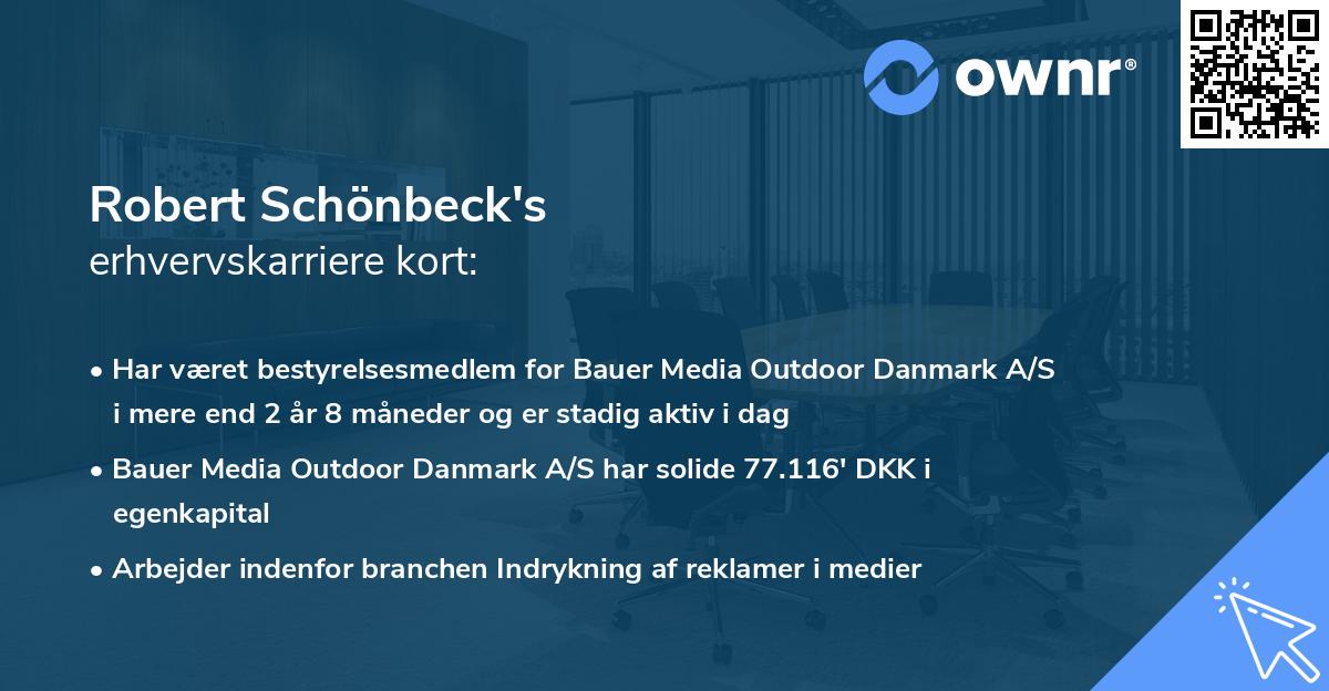 Robert Schönbeck's erhvervskarriere kort