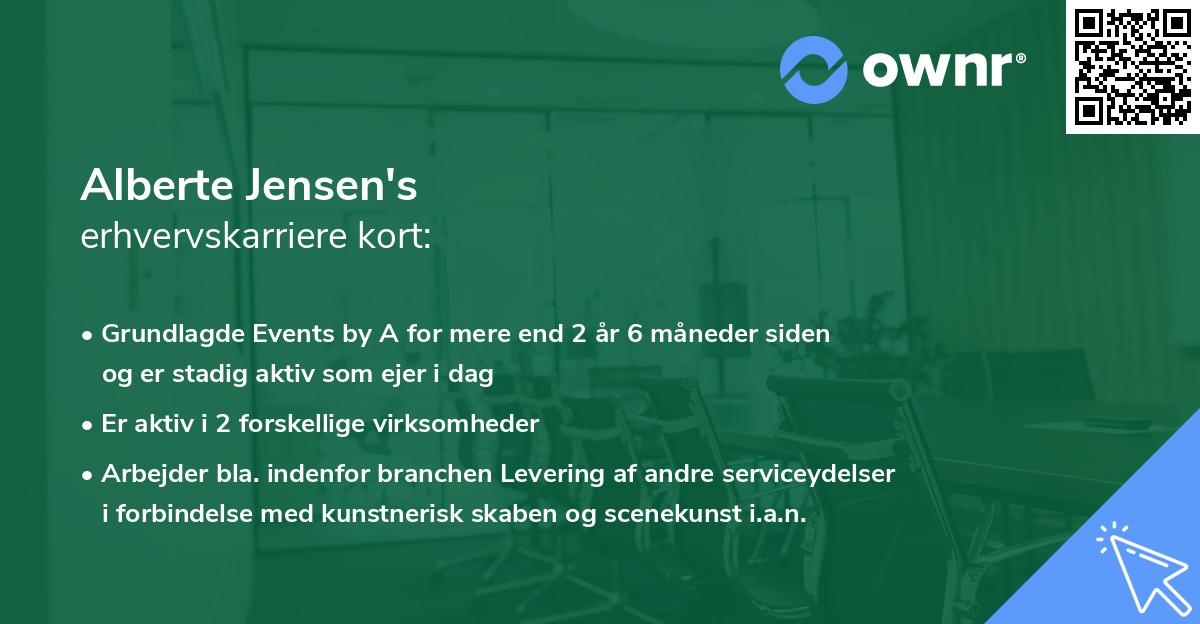 Alberte Jensen's erhvervskarriere kort