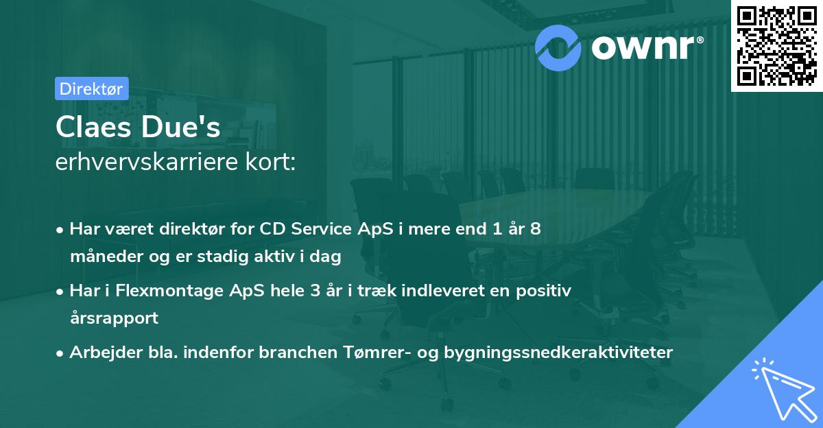 Claes Due's erhvervskarriere kort