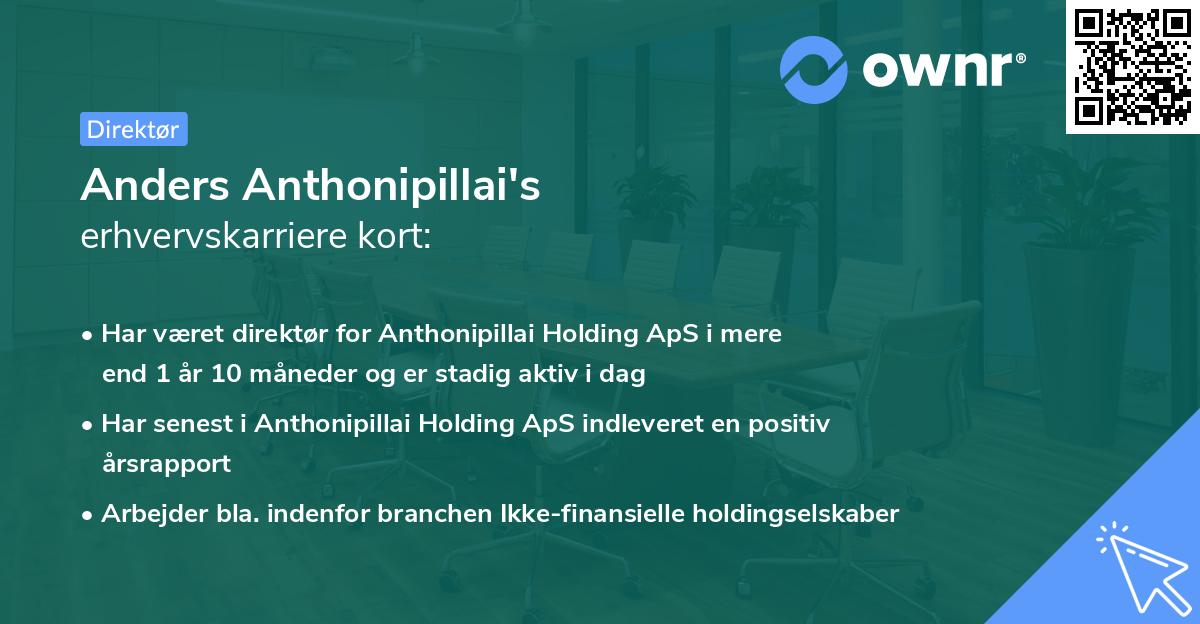 Anders Anthonipillai's erhvervskarriere kort