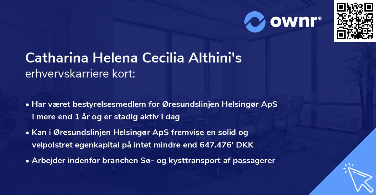 Catharina Helena Cecilia Althini's erhvervskarriere kort