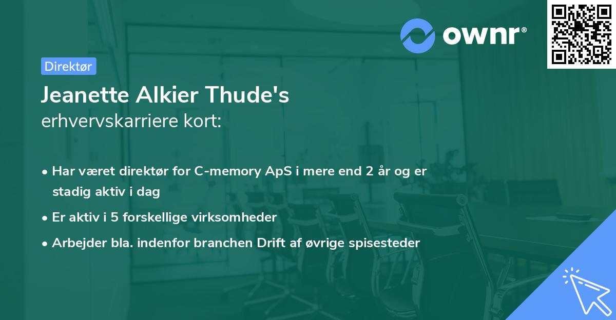 Jeanette Alkier Thude's erhvervskarriere kort
