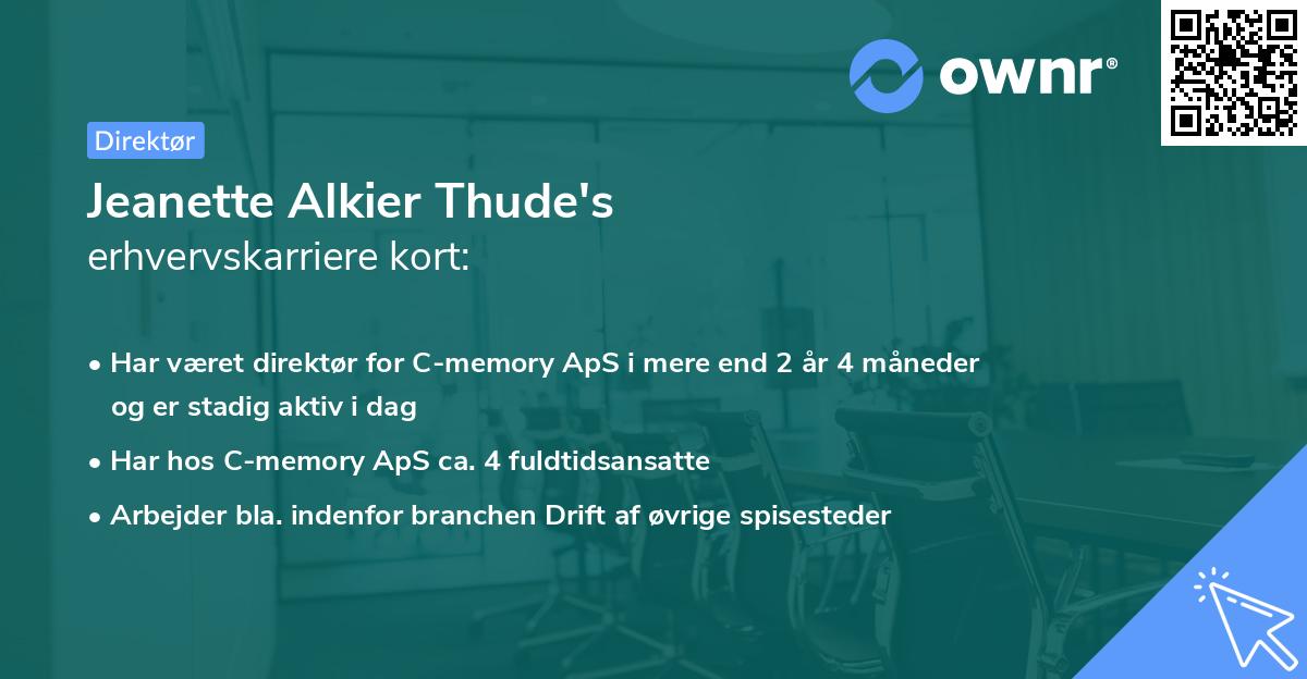Jeanette Alkier Thude's erhvervskarriere kort