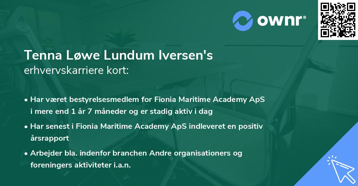 Tenna Løwe Lundum Iversen's erhvervskarriere kort