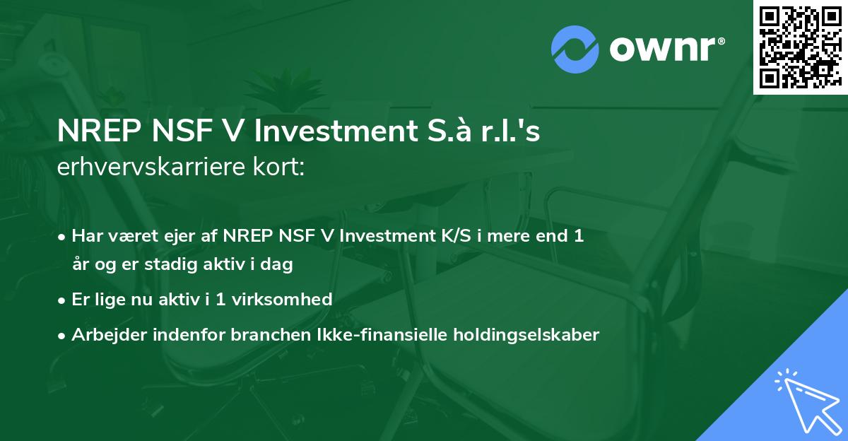 NREP NSF V Investment S.à r.l.'s erhvervskarriere kort