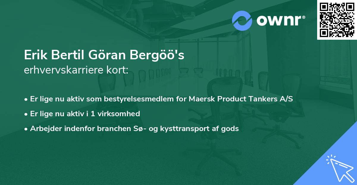 Erik Bertil Göran Bergöö's erhvervskarriere kort