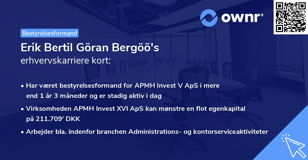 Erik Bertil Göran Bergöö's erhvervskarriere kort