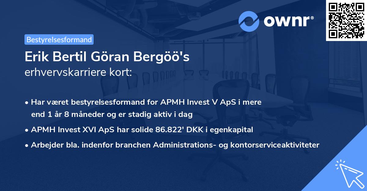 Erik Bertil Göran Bergöö's erhvervskarriere kort