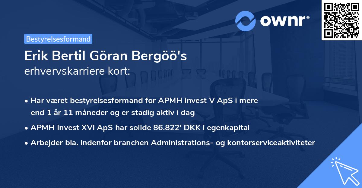 Erik Bertil Göran Bergöö's erhvervskarriere kort