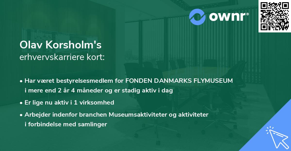 Olav Korsholm's erhvervskarriere kort