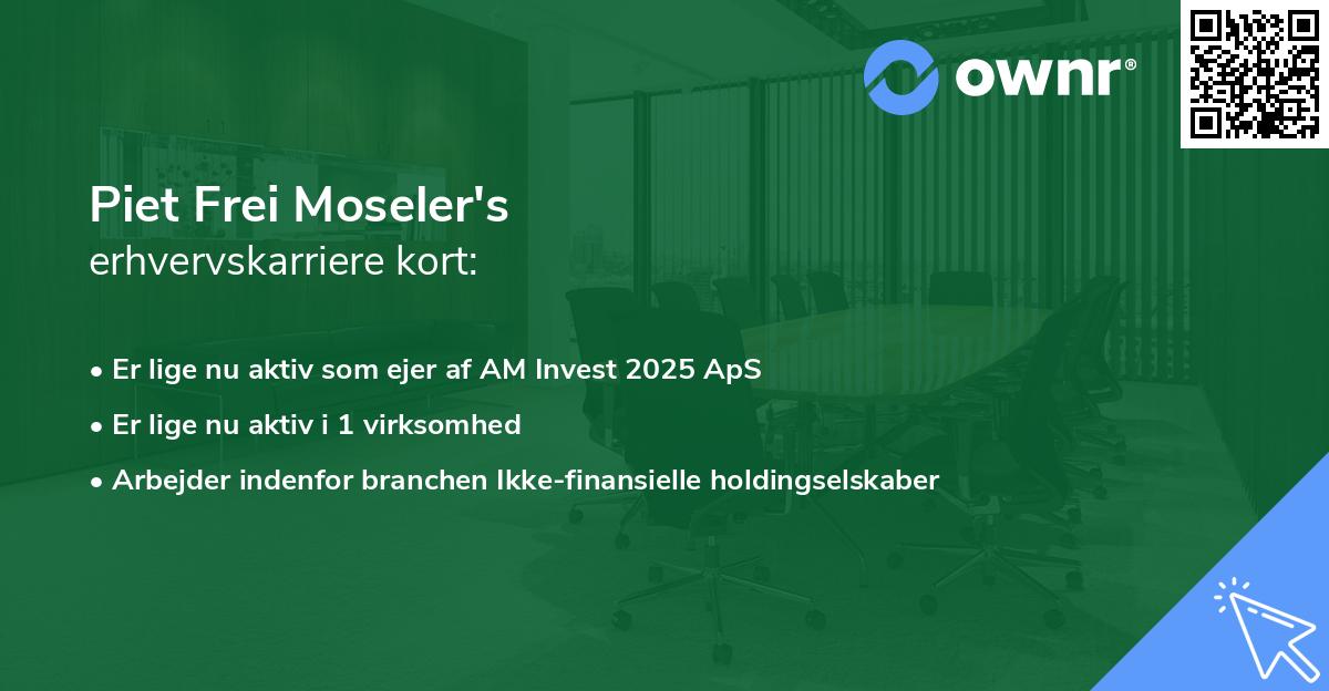 Piet Frei Moseler's erhvervskarriere kort