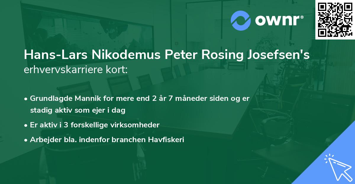 Hans-Lars Nikodemus Peter Rosing Josefsen's erhvervskarriere kort