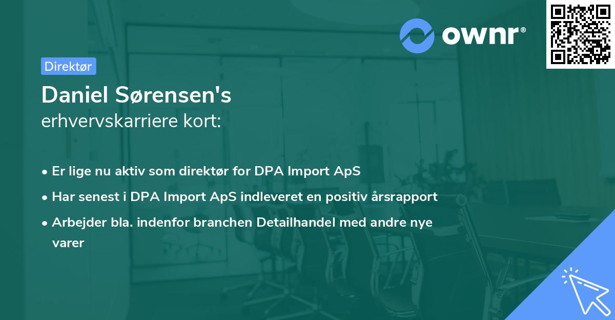 Daniel Sørensen's erhvervskarriere kort
