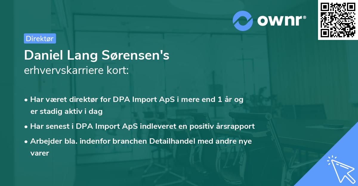 Daniel Lang Sørensen's erhvervskarriere kort