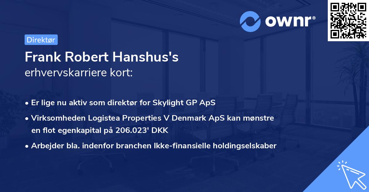 Frank Robert Hanshus's erhvervskarriere kort