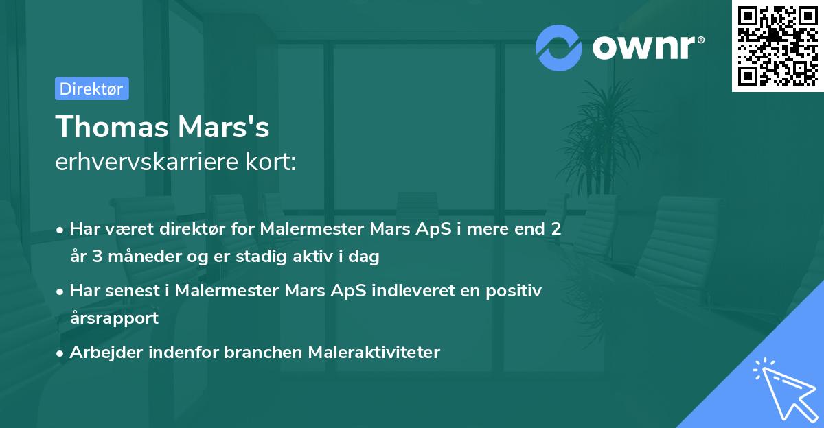 Thomas Mars's erhvervskarriere kort