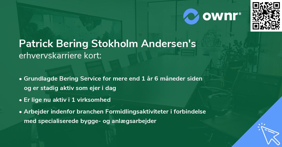Patrick Bering Stokholm Andersen's erhvervskarriere kort