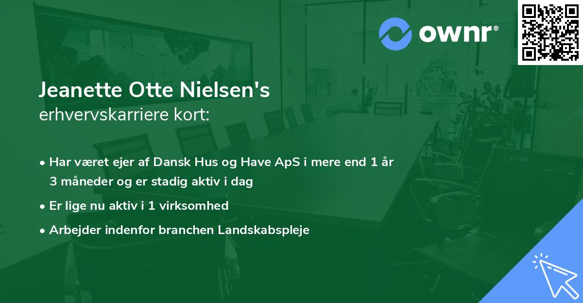 Jeanette Otte Nielsen's erhvervskarriere kort