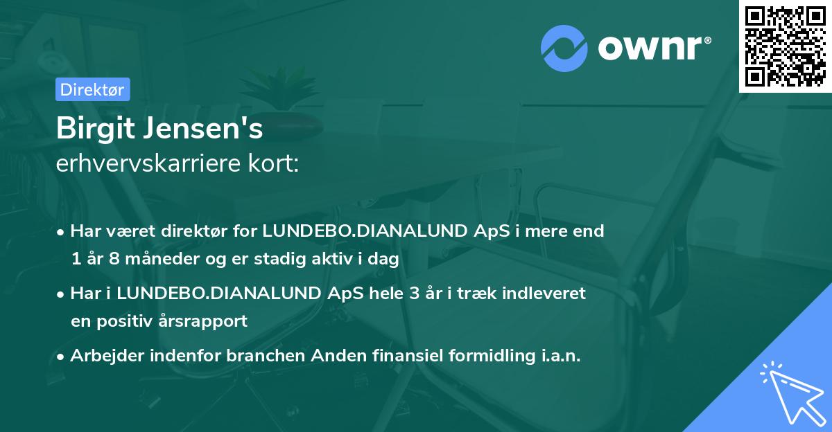 Birgit Jensen's erhvervskarriere kort