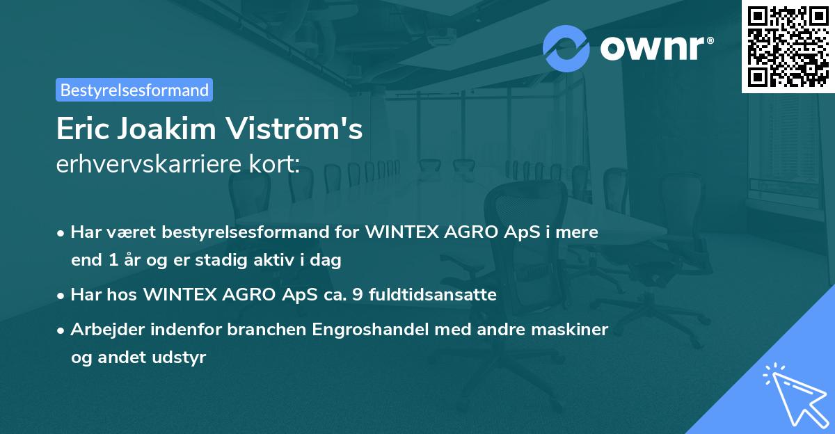 Eric Joakim Viström's erhvervskarriere kort