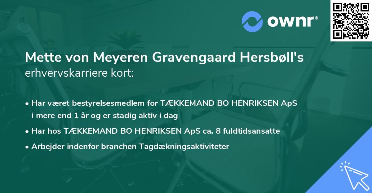 Mette von Meyeren Gravengaard Hersbøll's erhvervskarriere kort