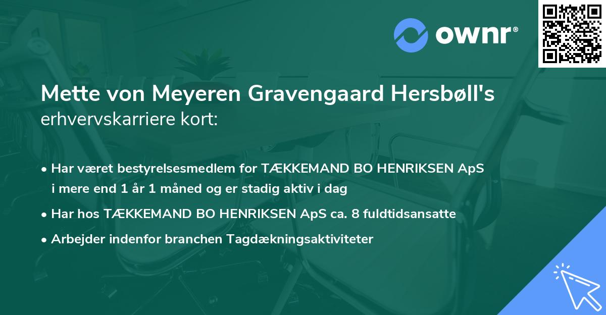 Mette von Meyeren Gravengaard Hersbøll's erhvervskarriere kort