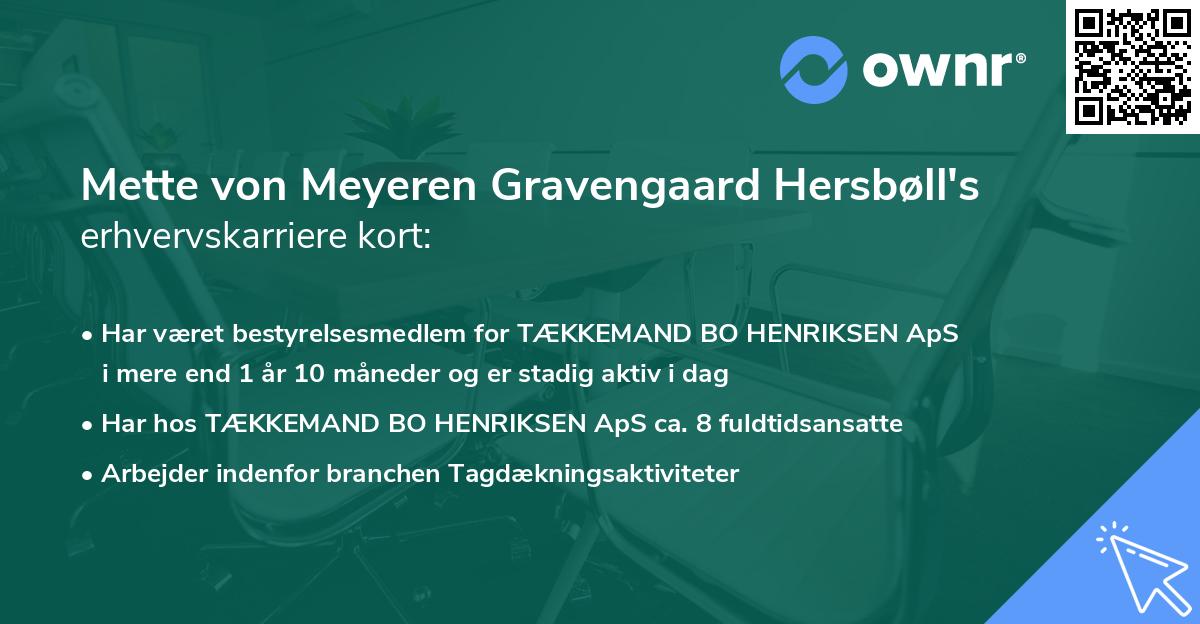 Mette von Meyeren Gravengaard Hersbøll's erhvervskarriere kort