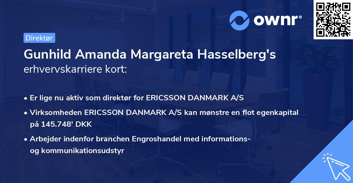 Gunhild Amanda Margareta Hasselberg's erhvervskarriere kort