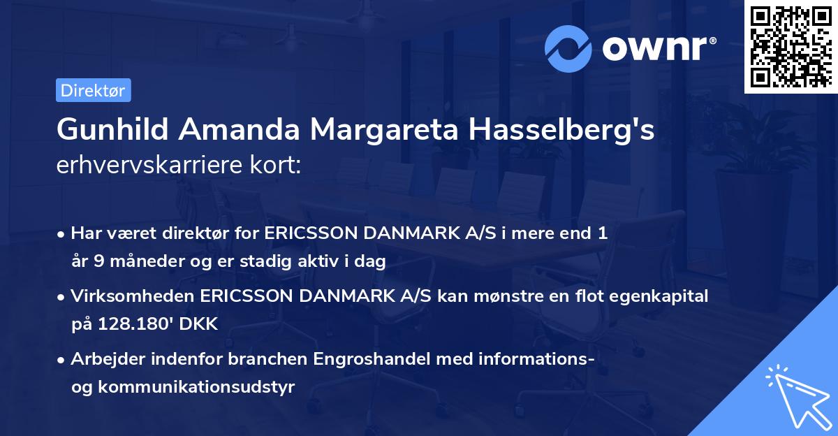 Gunhild Amanda Margareta Hasselberg's erhvervskarriere kort