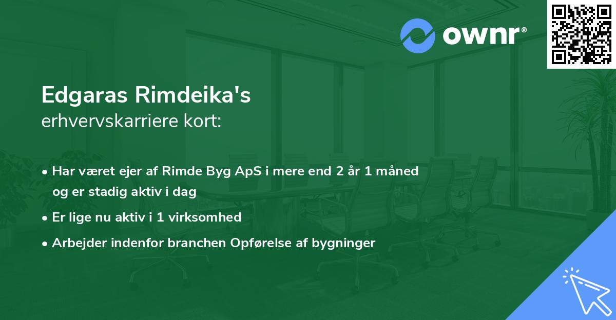 Edgaras Rimdeika's erhvervskarriere kort