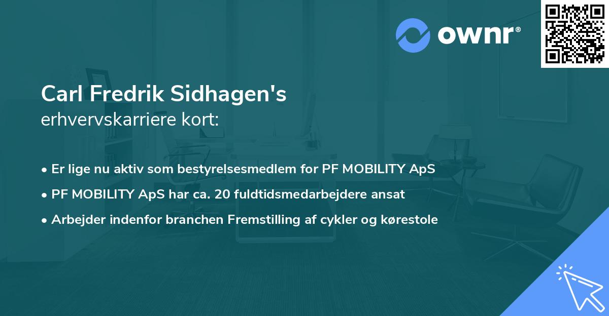 Carl Fredrik Sidhagen's erhvervskarriere kort