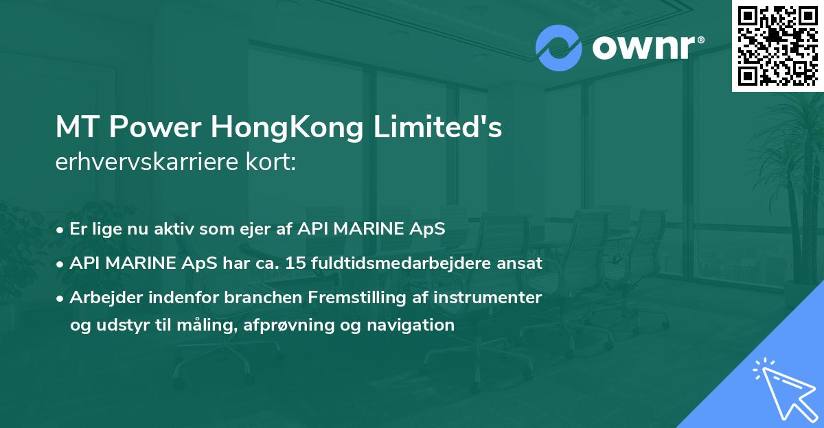 MT Power HongKong Limited's erhvervskarriere kort