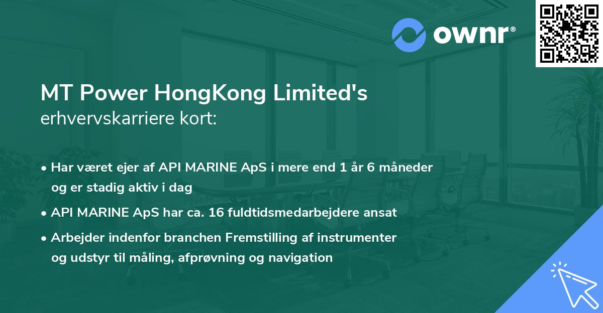 MT Power HongKong Limited's erhvervskarriere kort