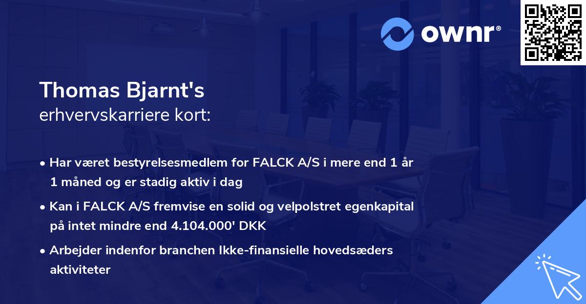 Thomas Bjarnt's erhvervskarriere kort