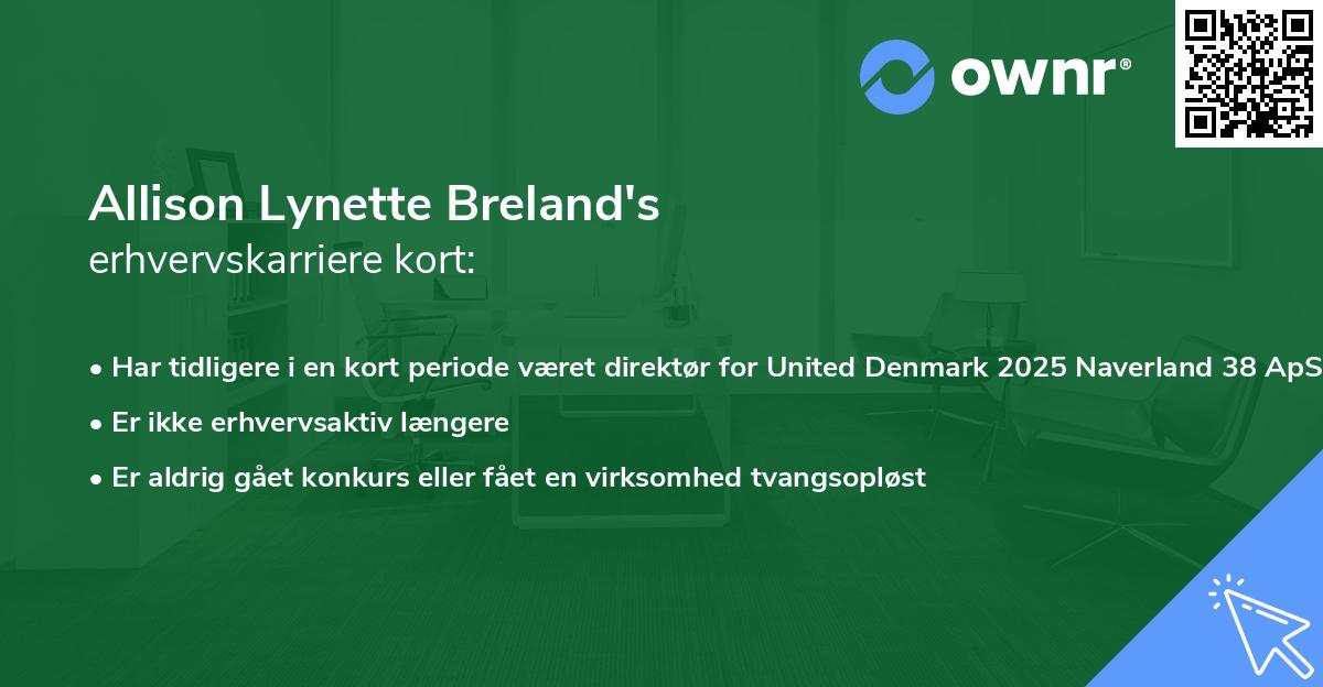 Allison Lynette Breland's erhvervskarriere kort